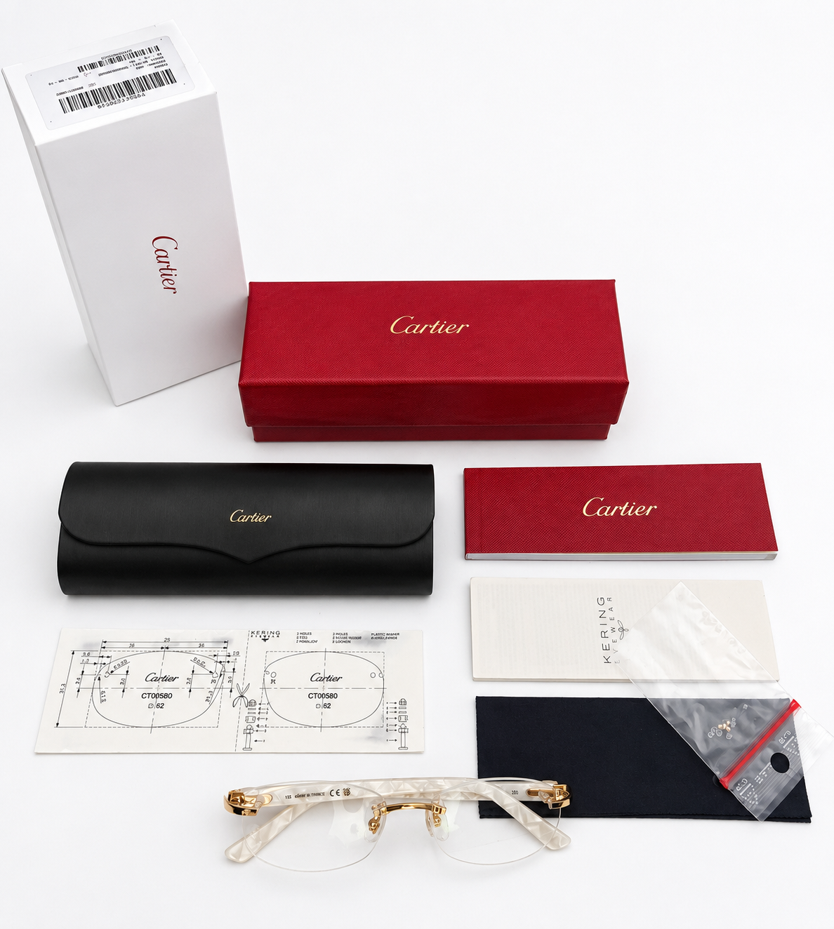 NEW! Cartier Pearl White Syracuse CT0056O Glasses