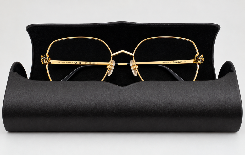 Authentic Panther Gold-Plated Metal Butterfly Eyeglass - Gold/Silver - CT0417O
