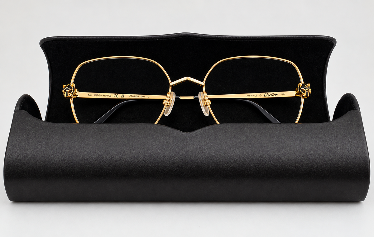 Authentic Panther Gold-Plated Metal Butterfly Eyeglass - Gold/Silver - CT0417O