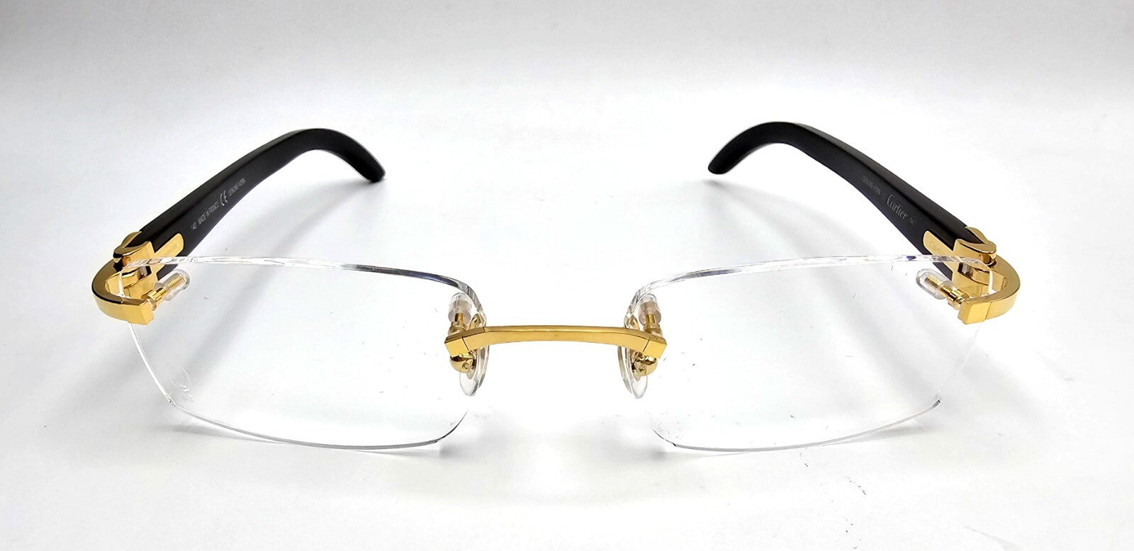 Authentic Cartier Black Buffalo Horn Glasses CT00490 Gold Unisex Luxury Eyewear