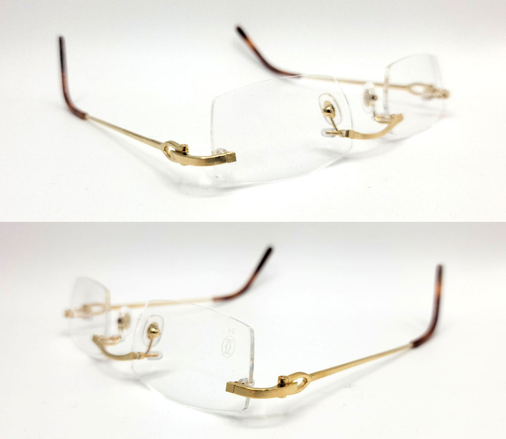 NEW Cartier CT0045O Bolon Gold Rimless Eyeglasses Frame Authentic Luxury