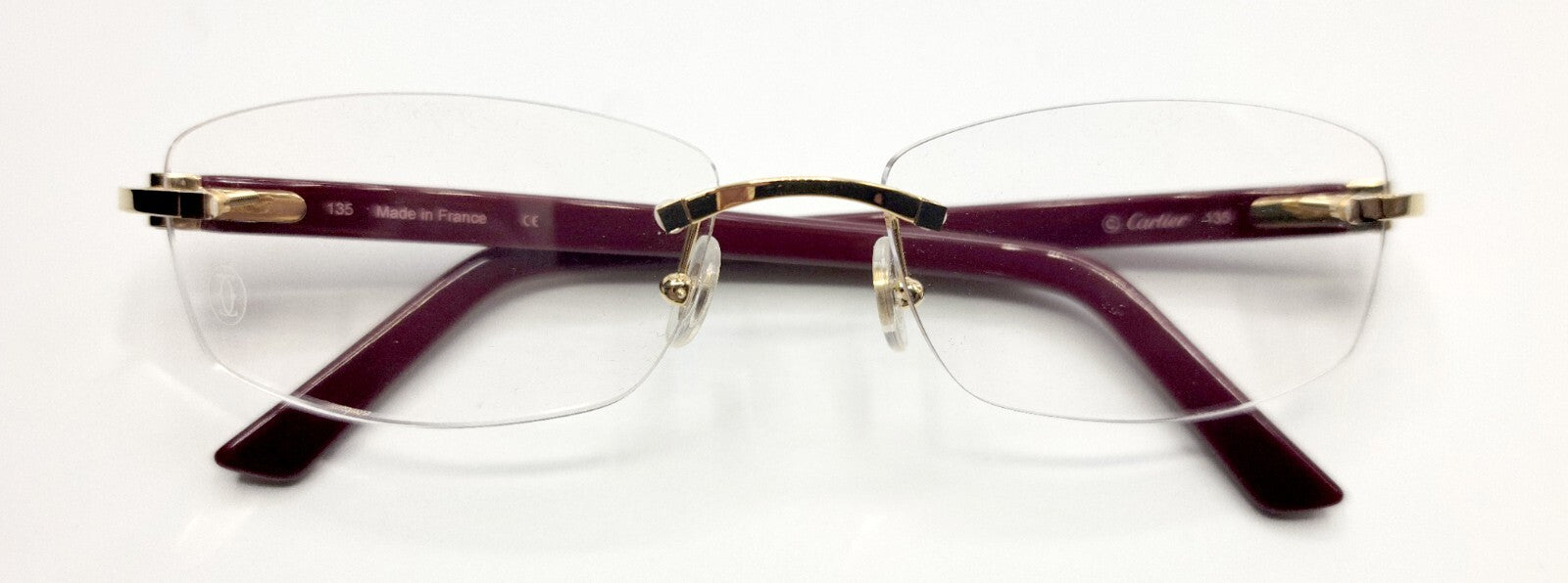 NEW! Cartier Glasses Canazei Burgundy /Gold CT0048O
