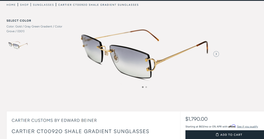 Cartier Piccadilly CT00920 Silver Rimless Sunglasses 55-19-140 France C Decor