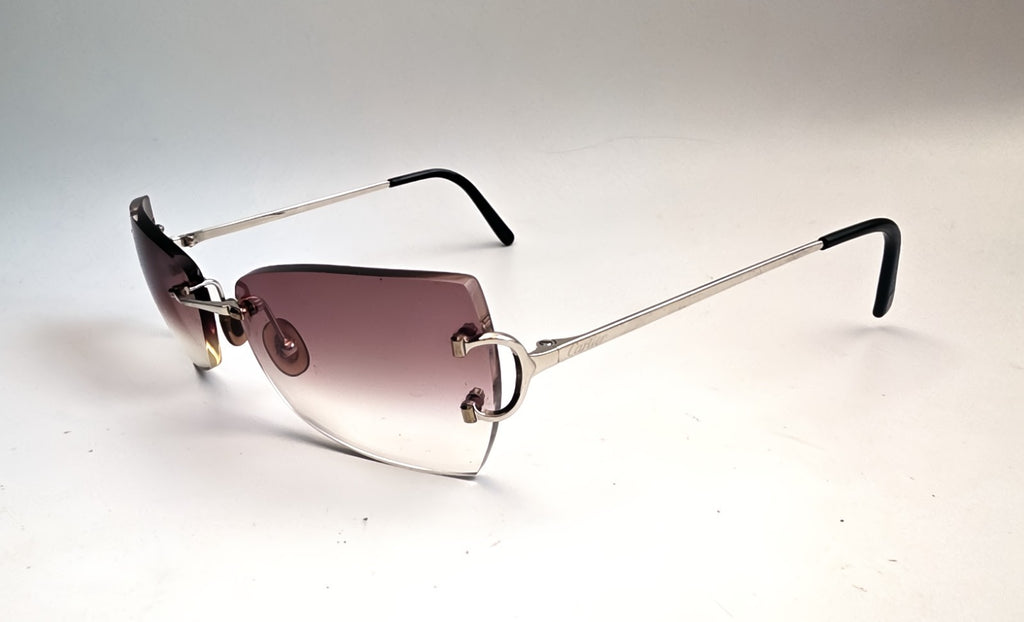 Cartier Piccadilly CT00920 Silver Rimless Sunglasses 55-19-140 France C Decor