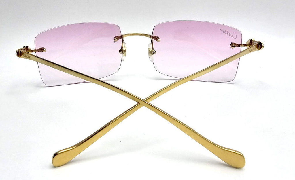 Cartier Rimless Custom Diamond Gold Sunglasses