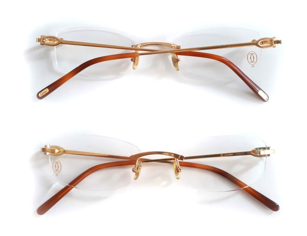 NEW Cartier CT0045O Bolon Gold Rimless Eyeglasses Frame Authentic Luxury