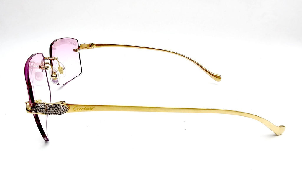 Cartier Rimless Custom Diamond Gold Sunglasses