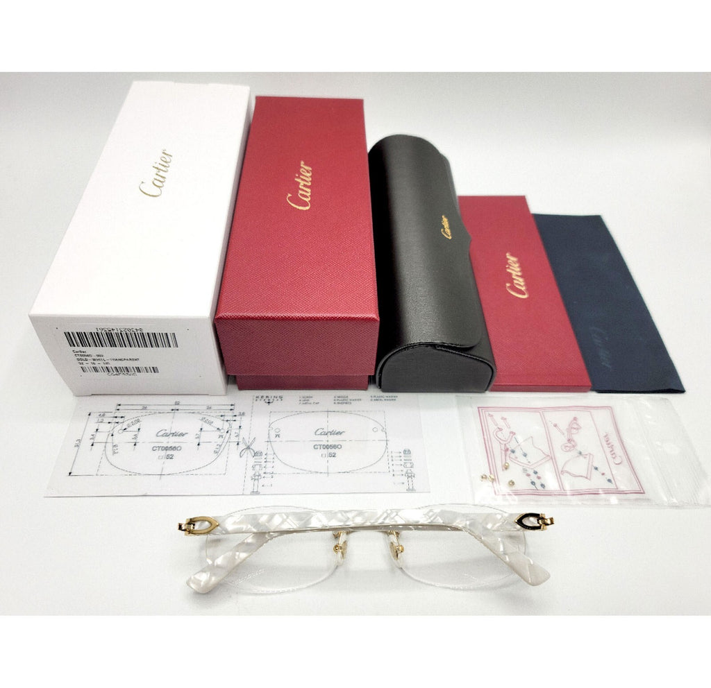 NEW! Cartier Pearl White Syracuse CT0056O Glasses