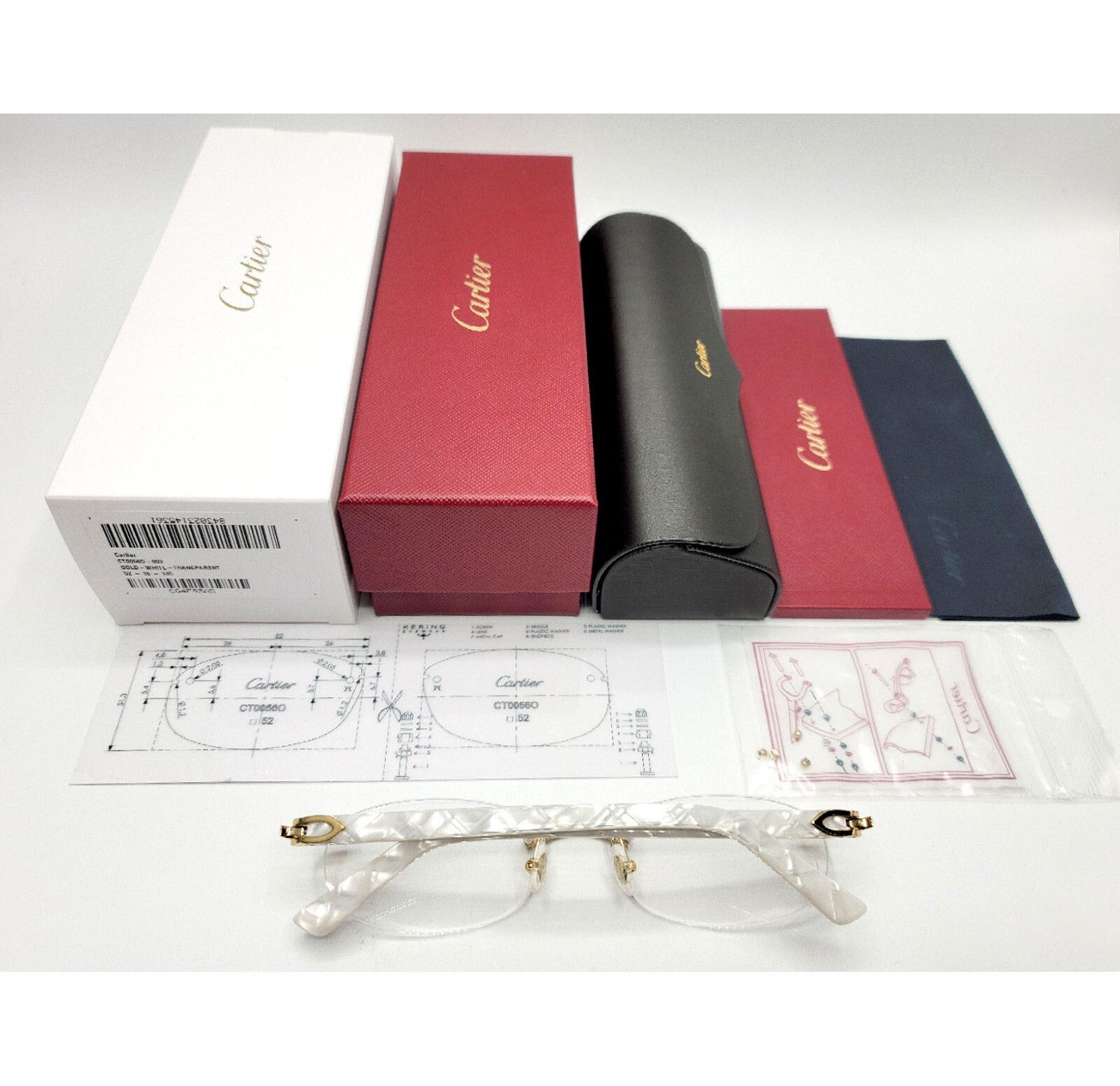 NEW! Cartier Pearl White Syracuse CT0056O Glasses