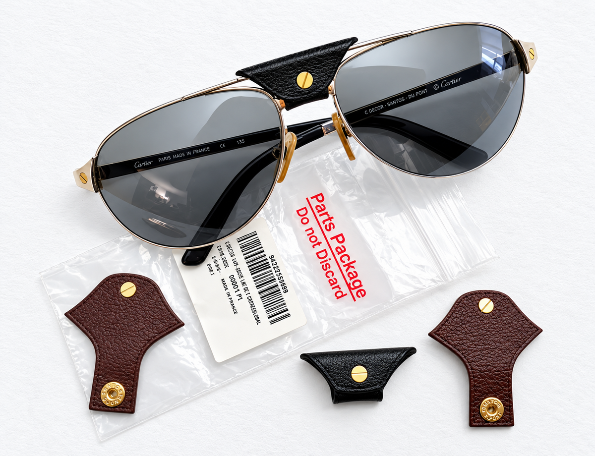Cartier Eyeglasses Accesary - Leather Nose Bridge - Silver/Gold