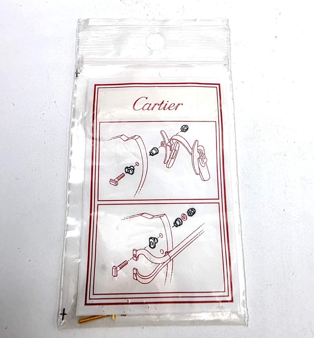 NEW! Auth Curved Rectangle Cartier Screws Full Set - Gold