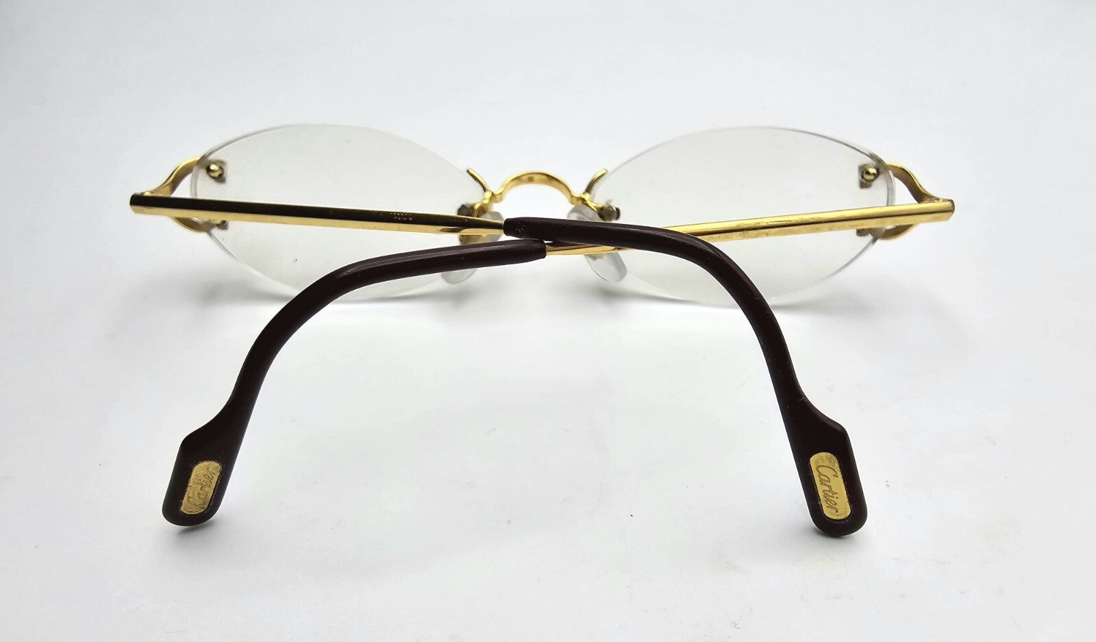 NEW! Authentic Cartier Burgundy/Gold Temple Ends $69 Pair - 70mm