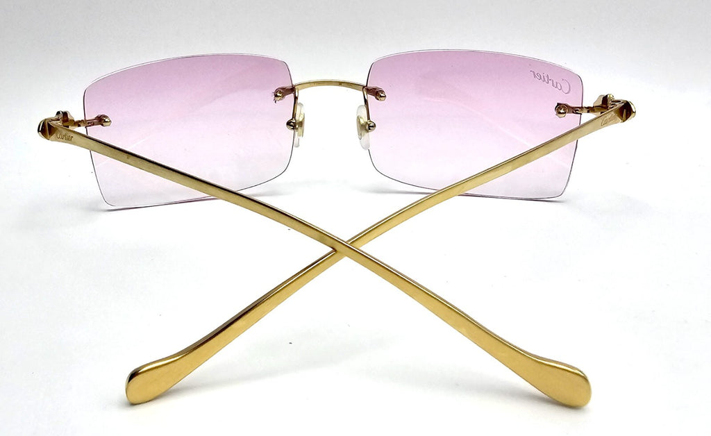 Cartier Rimless Custom Diamond Gold Sunglasses
