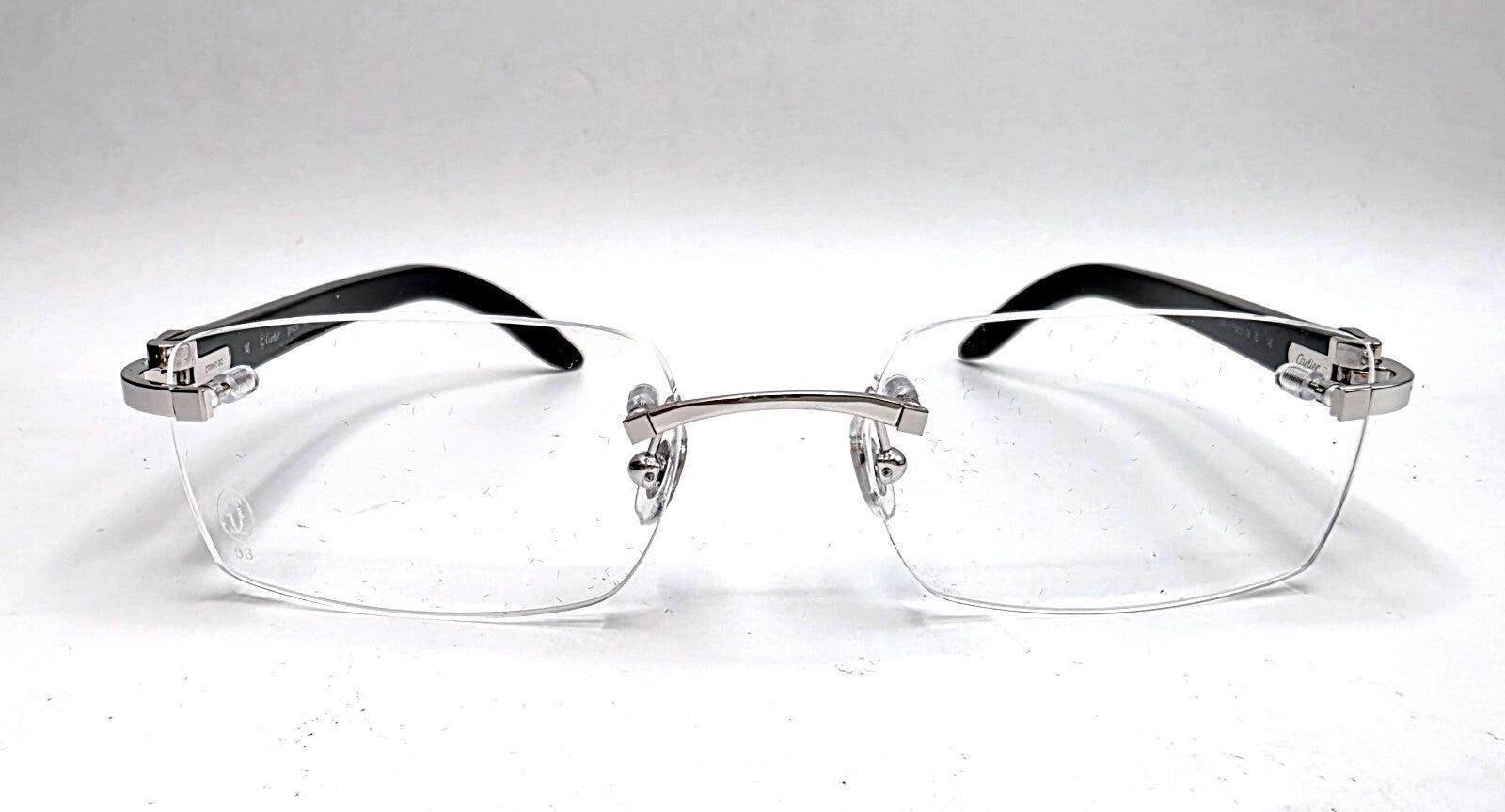 New Authentic Cartier Buffalo Horn Silver White Eyeglasses