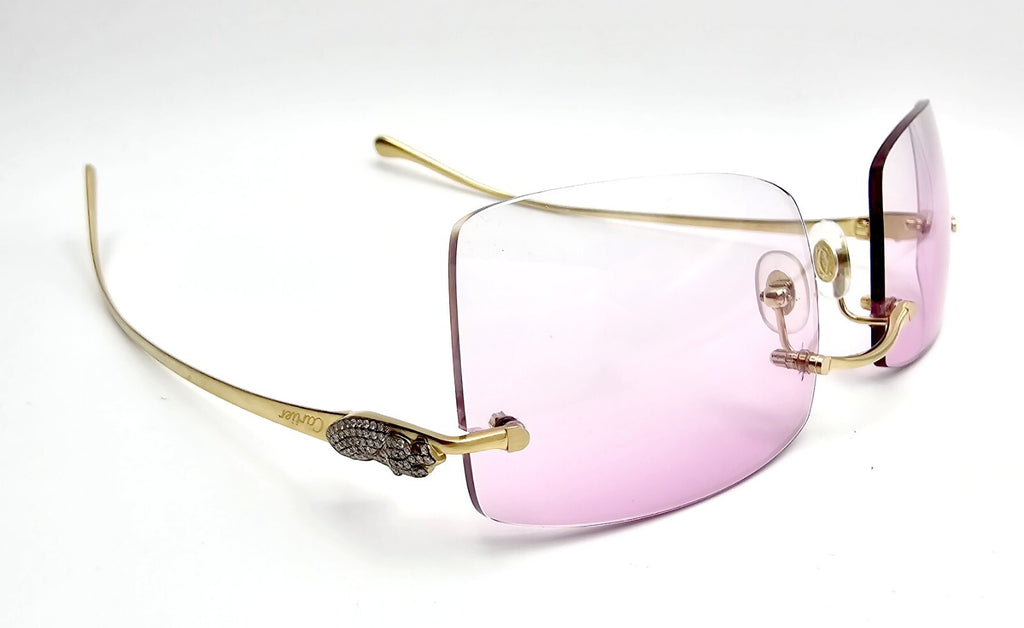 Cartier Rimless Custom Diamond Gold Sunglasses
