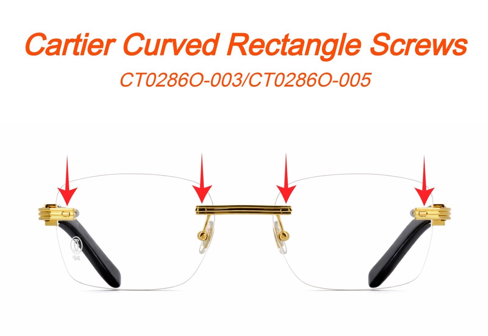 Auth Cartier Glasses Part Curved Rectangle Screws - $39/ea + Free Washers