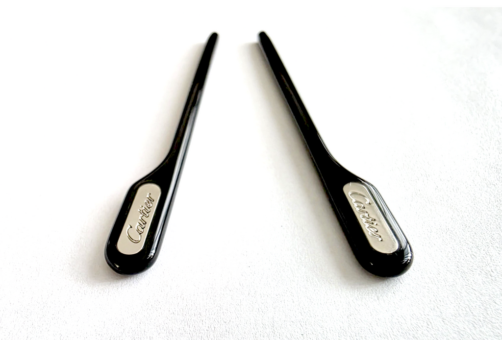 Authentic Cartier Silver/Black Temple Tips Replacement for Cartier Glasses Pair