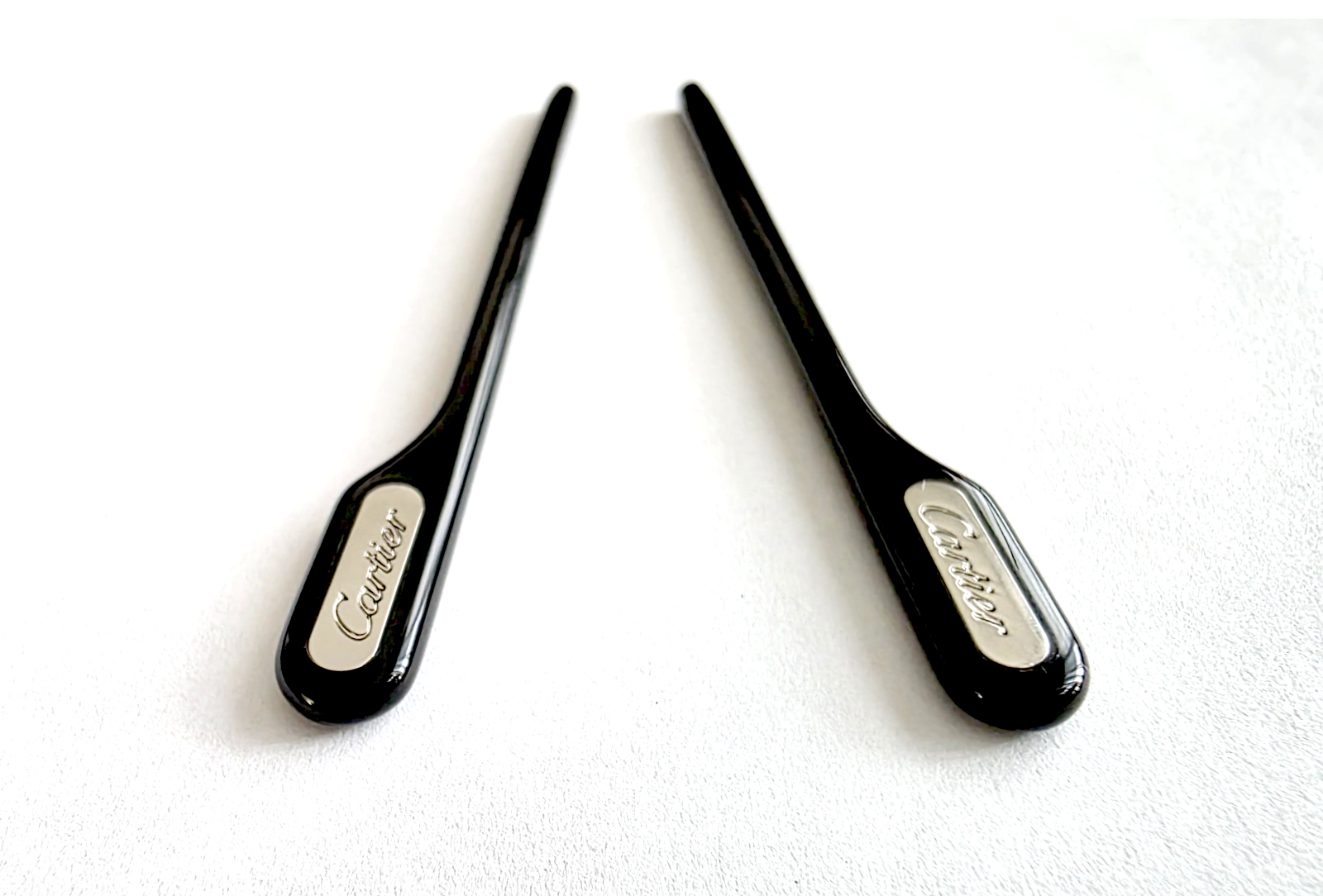 Authentic Cartier Silver/Black Temple Tips Replacement for Cartier Glasses Pair