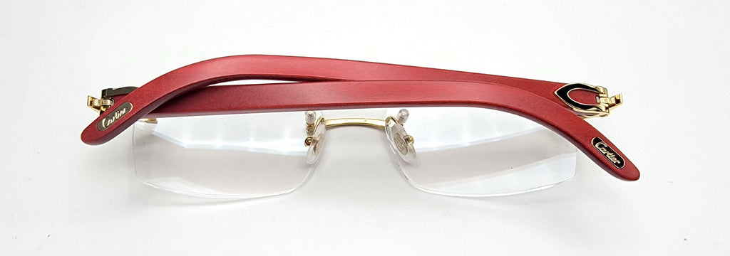 NEW! Cartier Red Wood Gold Glasses CT00520