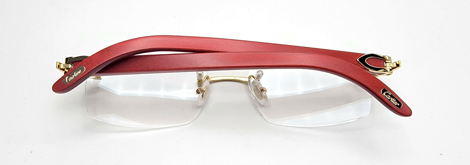 NEW! Cartier Red Wood Gold Glasses CT00520