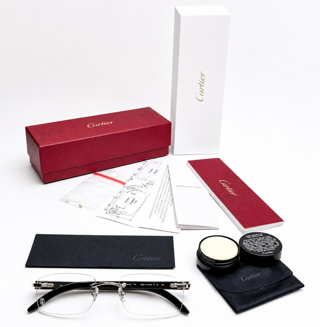 New Authentic Cartier Buffalo Horn Silver White Eyeglasses