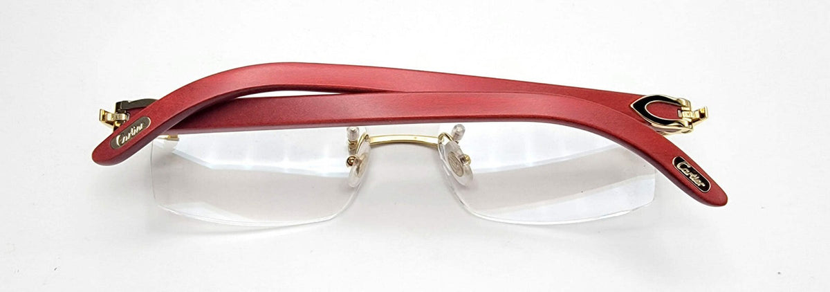 NEW! Cartier Red Wood Gold Glasses CT00520