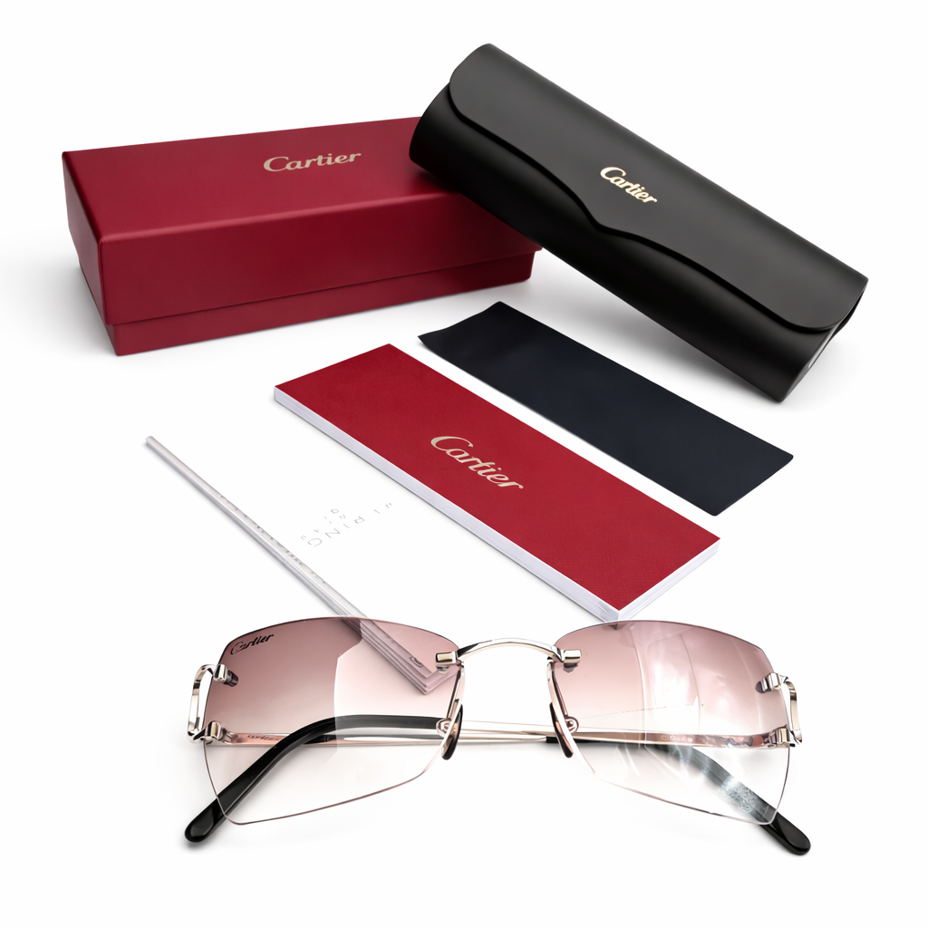 Cartier Piccadilly CT00920 Silver Rimless Sunglasses 55-19-140 France C Decor