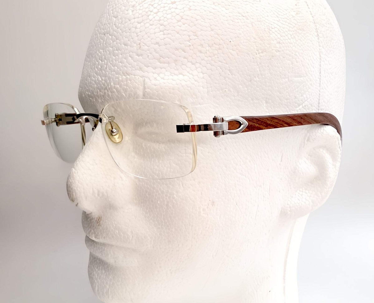Luxury Vintage Cartier Bubinga Wood Eyewear – Authentic – Made in France