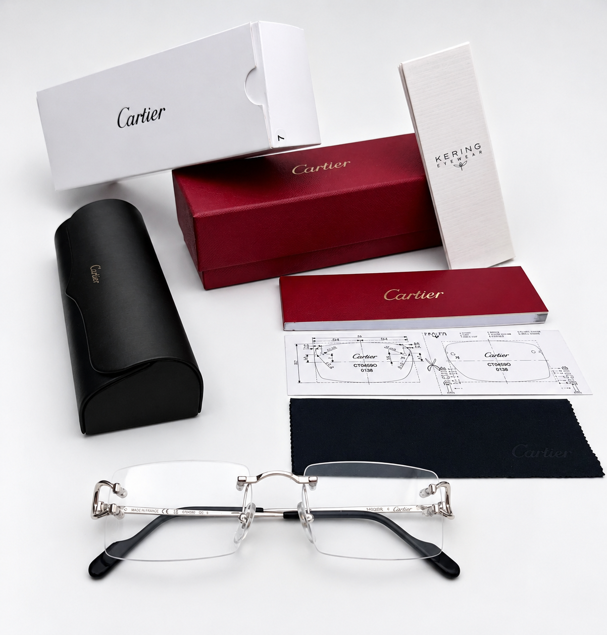 NEW Authentic Cartier CT0344O Silver Geometric Eyeglasses