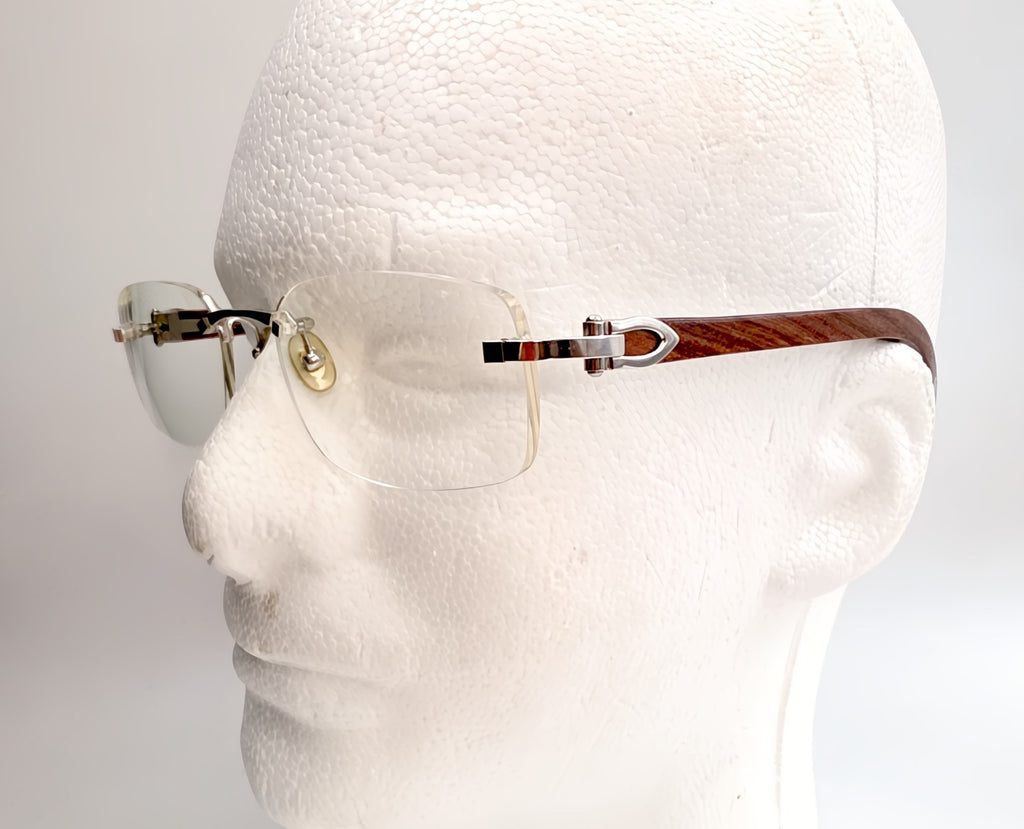 Luxury Vintage Cartier Bubinga Wood Eyewear – Authentic – Made in France