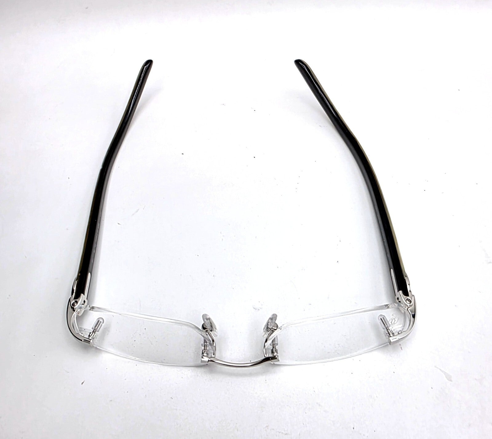 New Authentic Cartier Buffalo Horn Silver White Eyeglasses