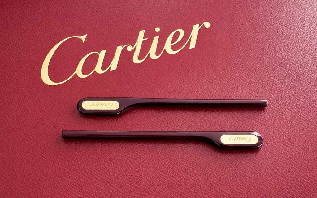 NEW! Authentic Cartier Burgundy/Gold Temple Ends $69 Pair - 70mm