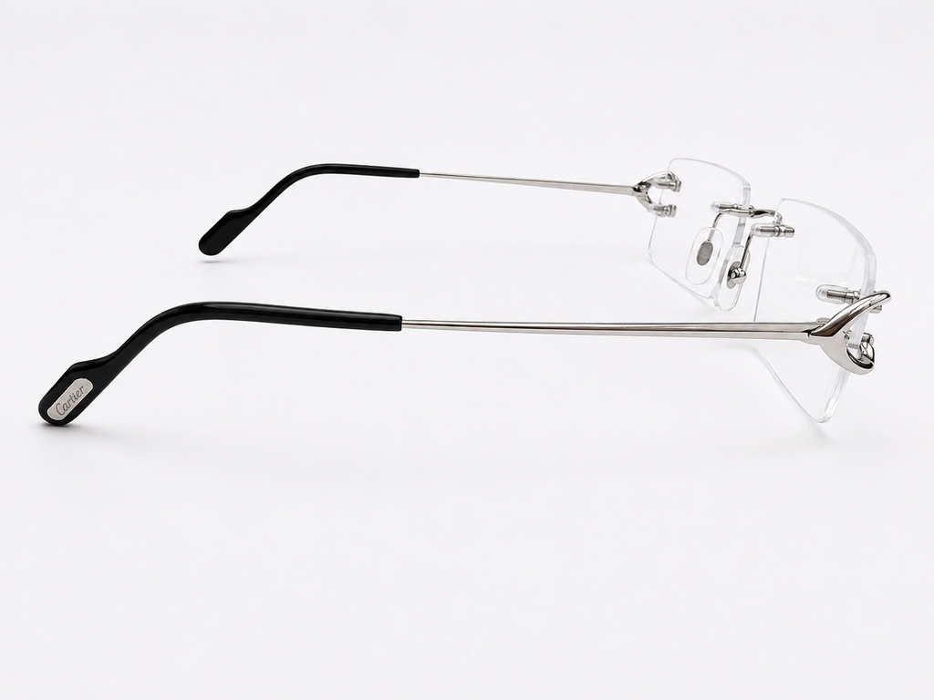 NEW Authentic Cartier CT0344O Silver Geometric Eyeglasses