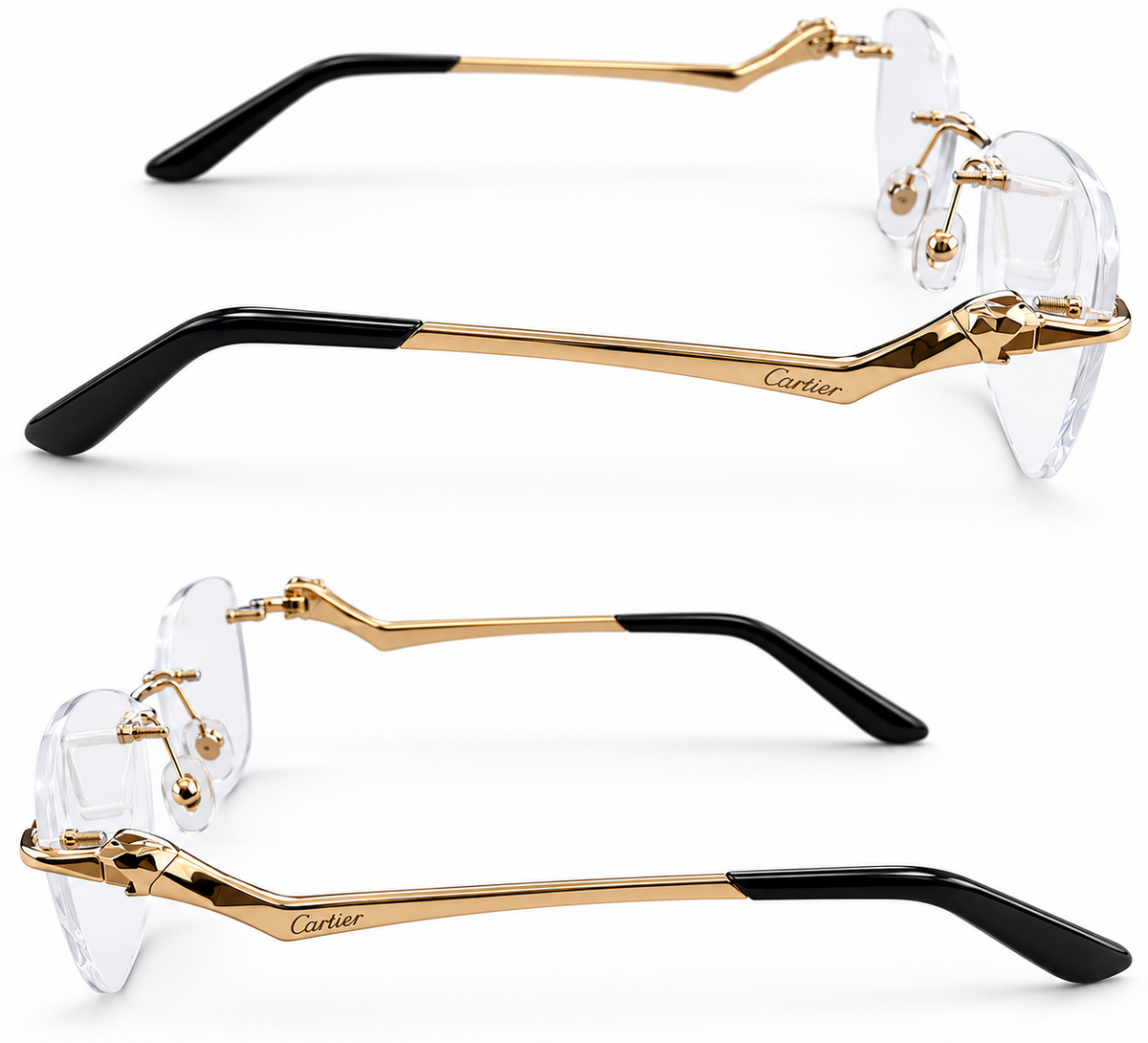 NEW! Auth Cartier Gold Panthere Glasses CT01200