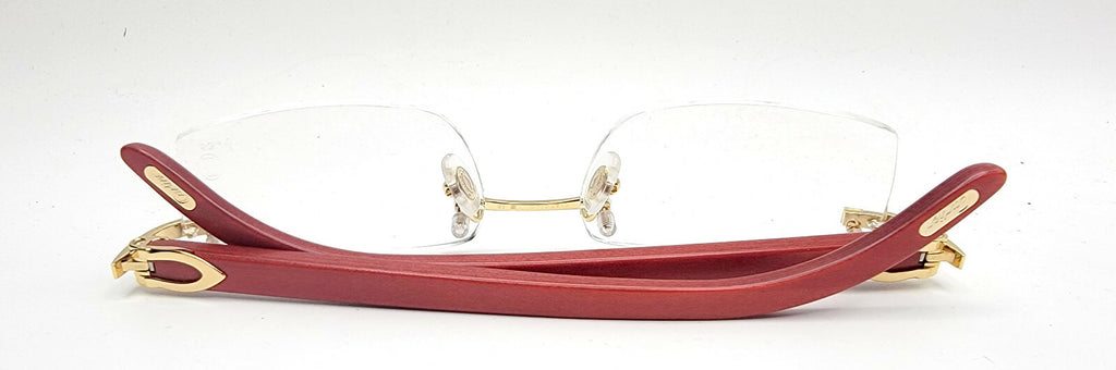 NEW! Cartier Red Wood Gold Glasses CT00520
