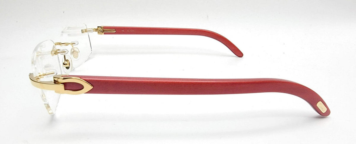 NEW! Cartier Red Wood Gold Glasses CT00520