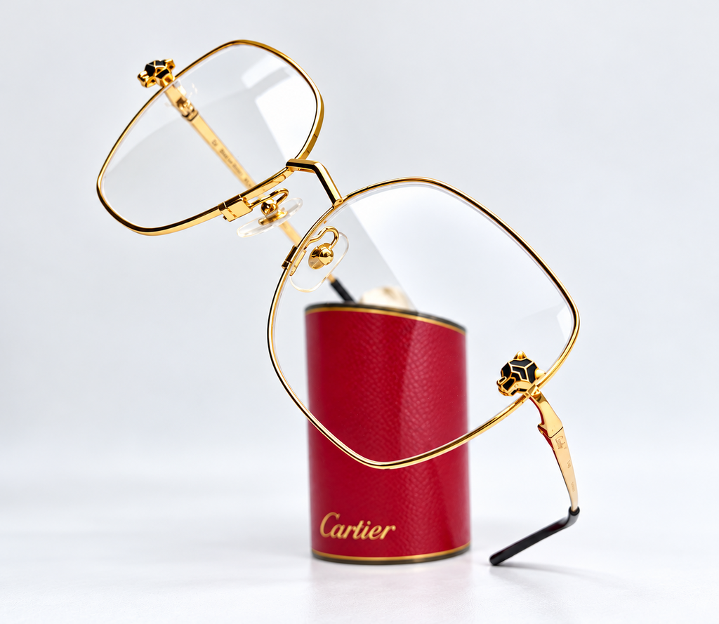 Authentic Panther Gold-Plated Metal Butterfly Eyeglass - Gold/Silver - CT0417O