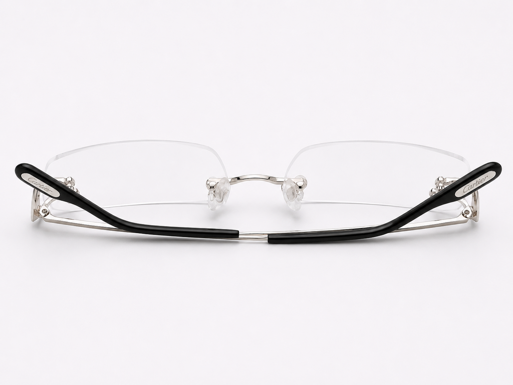 NEW Authentic Cartier CT0344O Silver Geometric Eyeglasses