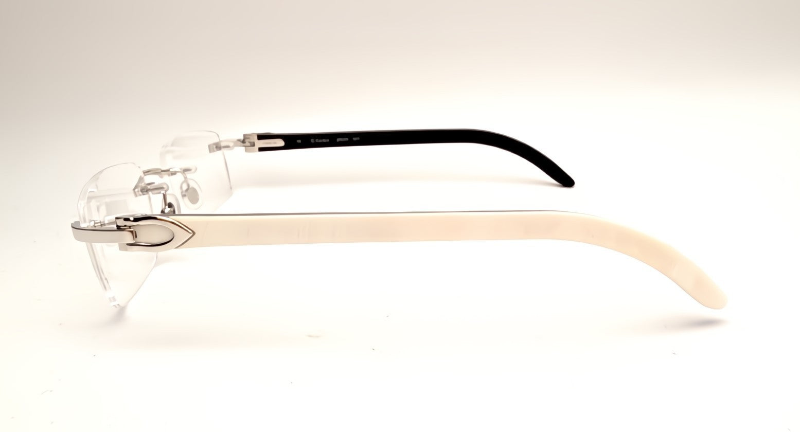 New Authentic Cartier Buffalo Horn Silver White Eyeglasses