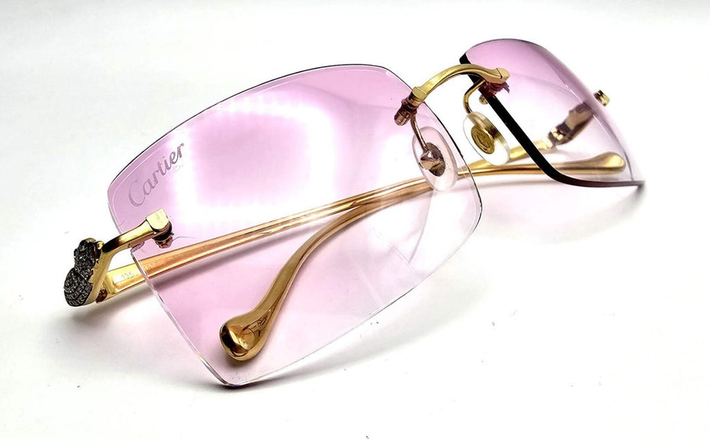 Cartier Rimless Custom Diamond Gold Sunglasses