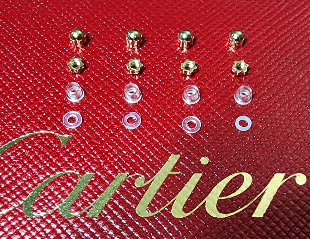 NEW! Auth Cartier Nuts/Caps/Bushing - Gold/Silver + Free Washers