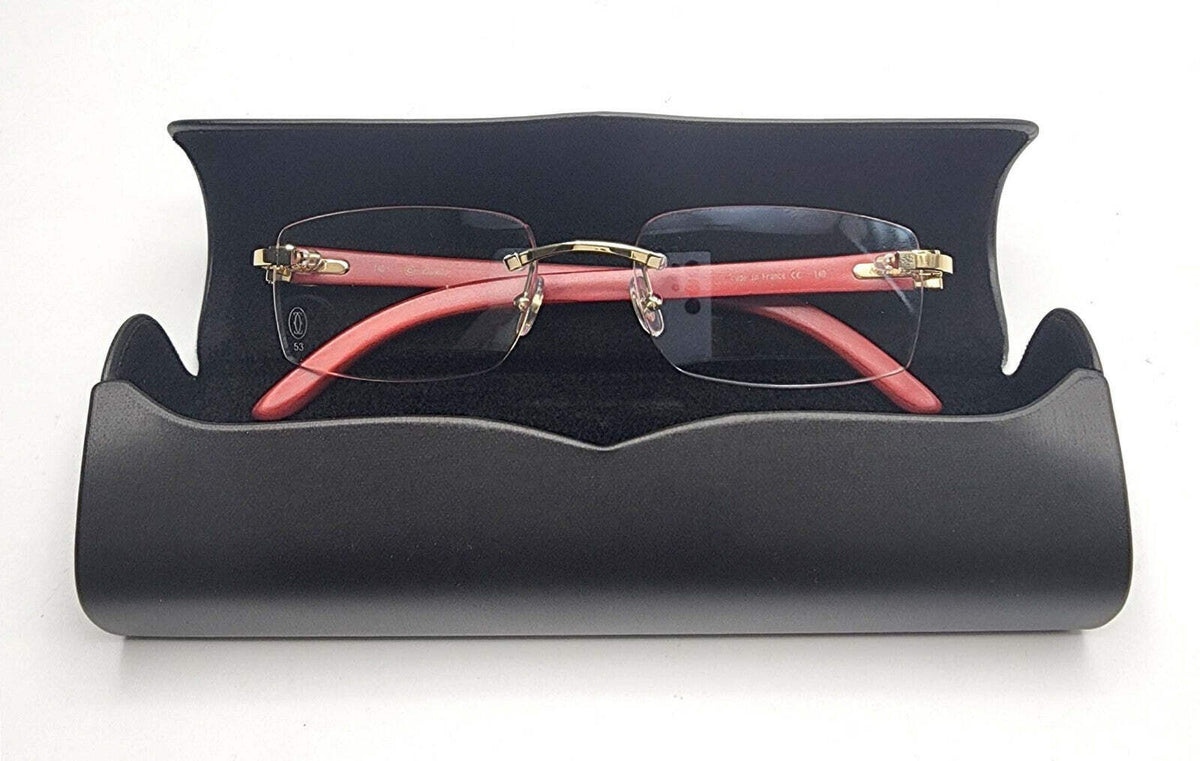 NEW! Cartier Red Wood Gold Glasses CT00520