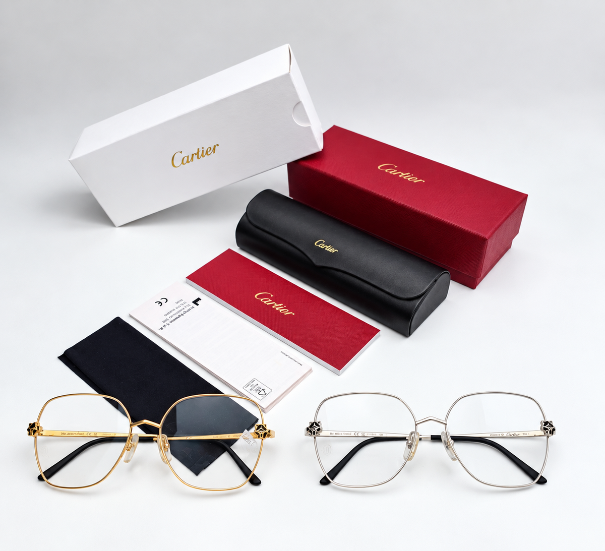 Authentic Panther Gold-Plated Metal Butterfly Eyeglass - Gold/Silver - CT0417O