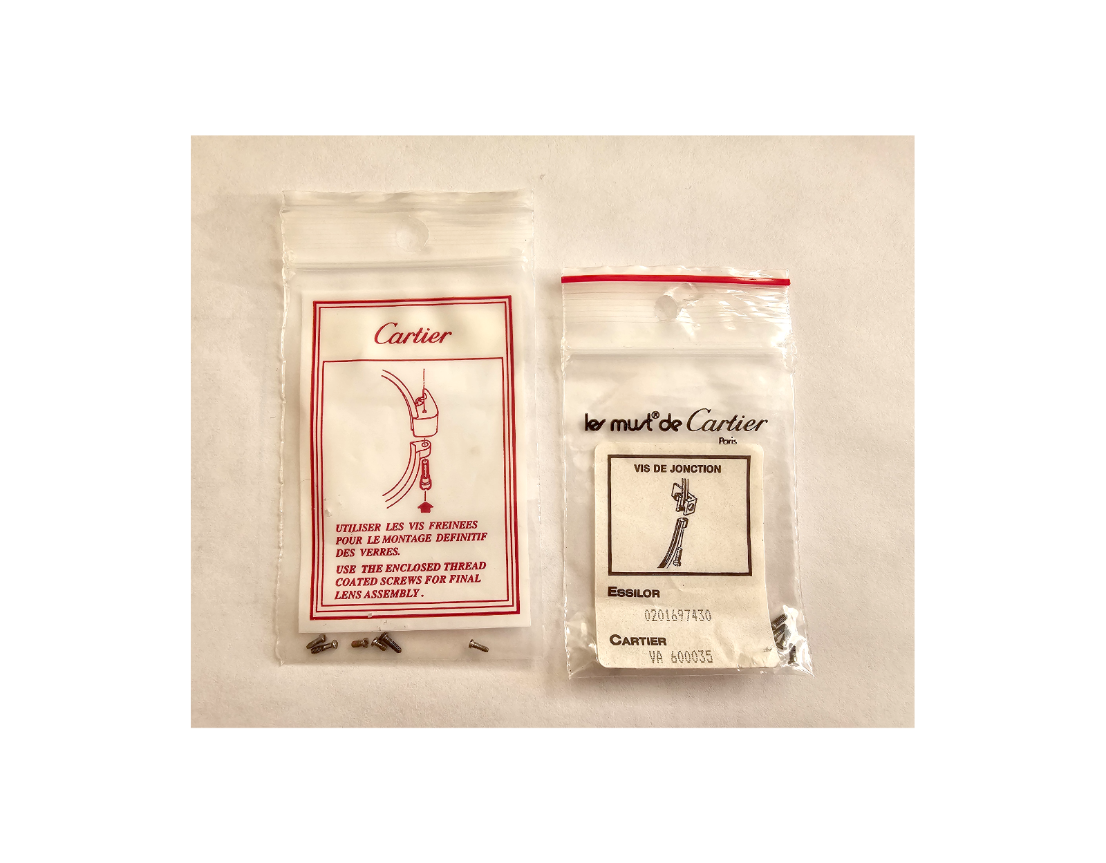 NEW! Auth Cartier Screws for Vendome - Gold/Silver - One Pair/2 pics