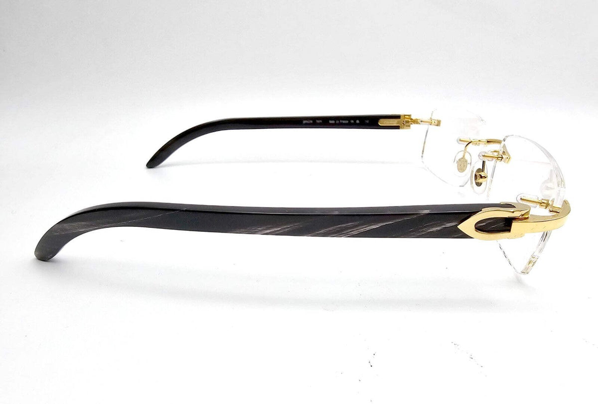 Authentic Cartier Black Buffalo Horn Glasses CT00490 Gold Unisex Luxury Eyewear