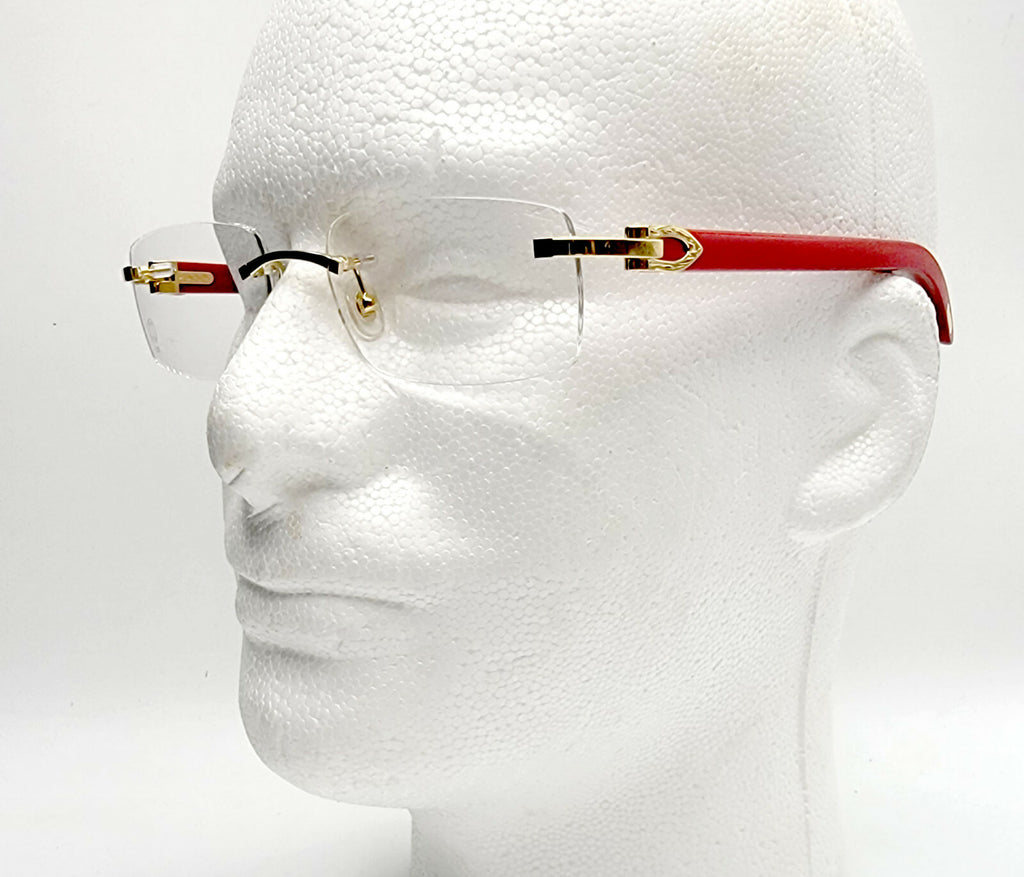 NEW! Cartier Red Wood Gold Glasses CT00520