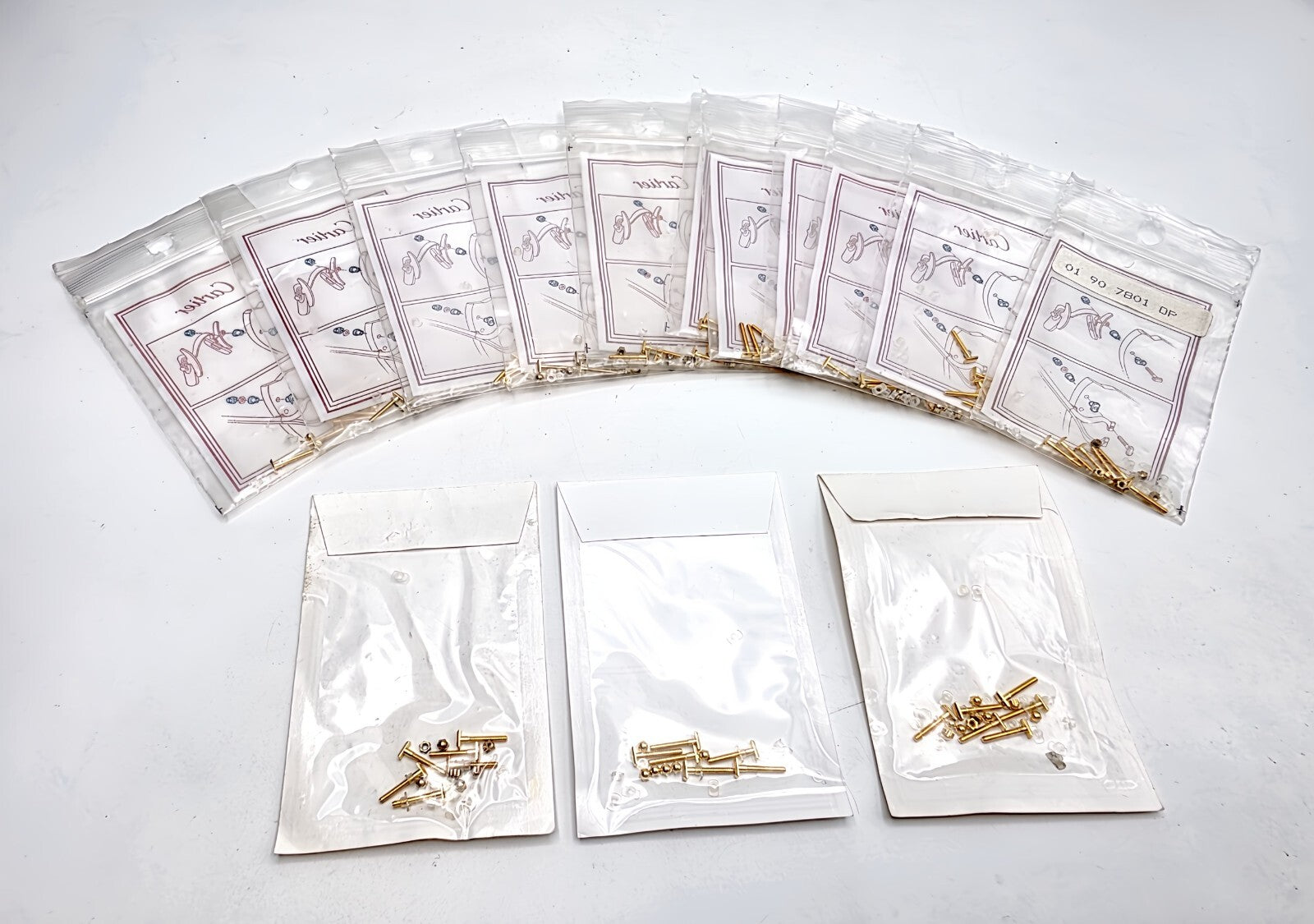 NEW! Auth Curved Rectangle Cartier Screws Full Set - Gold