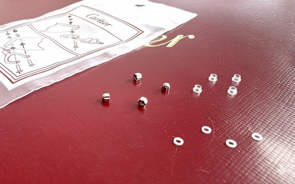 NEW! Auth Cartier Glasses Parts Caps and Bushing - SILVER - Free Screw Driver