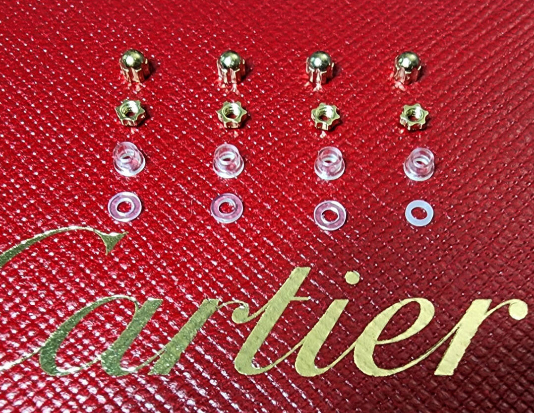 NEW! Auth Cartier Nuts/Caps/Bushing - Gold/Silver + Free Washers