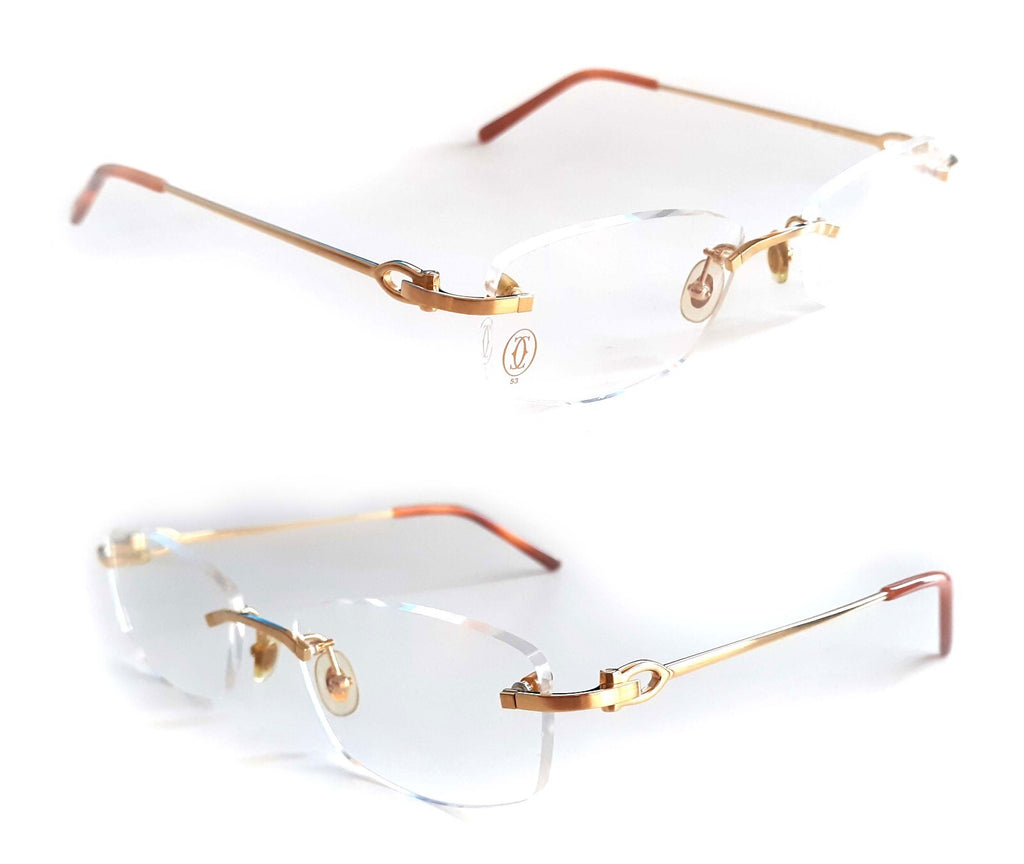 NEW Cartier CT0045O Bolon Gold Rimless Eyeglasses Frame Authentic Luxury